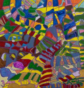 “Snake” by Juanita Scott, a bold ink-and-acrylic artwork created through ECF Art Centers’ South LA studio.