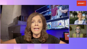 UnchainedTV's Jane Velez-Mitchell in Studio with guest and reporter.