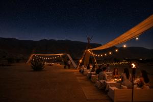 Zerzura desert dining setting in Mleiha National Park, Sharjah