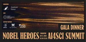 Black-and-gold poster for the Nobel Heroes & AI4SCI Summit Gala Dinner in Singapore on 5 October 2026.