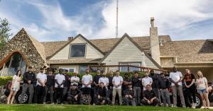 BugBros Pest Control team members gathered outside a home in Tulsa, Oklahoma.