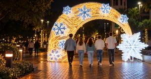 Golden Snowflake Arch in Public Center