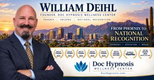 William Deihl of Doc Hypnosis Wellness Center in Phoenix, Arizona, with five years of Phoenix recognition and national hypnosis honors.