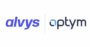 Alvys and Optym logos side by side, marking the partnership that makes Alvys the TMS home for LoadOps customers.
