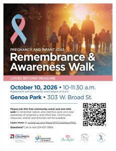 Flyer for free 3rd annual P.A.I.L. Walk for pregnancy and infant loss awareness