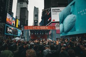 V1 Church Manhattan Easter Sunday service at the Red Stairs in Times Square, New York