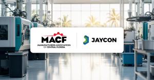 MACF and Jaycon logos over a modern injection molding manufacturing floor
