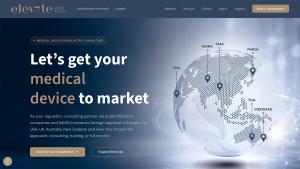 Screenshot of the newly relaunched Elevate Medtech website homepage at elevate-med.tech