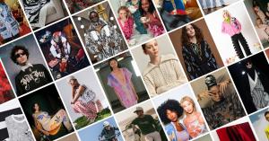 A collage of customer photos showcasing various custom-knitted apparel produced by Knitup.