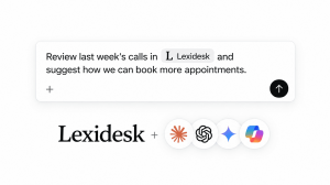 Lexidesk MCP announcement graphic showing the Lexidesk logo and AI assistant icons.