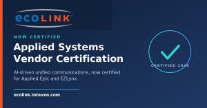 Inteveo EcoLink certified under the Applied Systems Vendor Certification Program for Applied Epic and EZLynx.