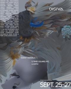 GIANT SIGNALS exhibition flyer featuring artwork by Brendan Dawes and the participating artists.