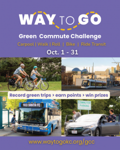 Image of people cycling, KC Streetcar, RideKC bus riders, and carpoolers.