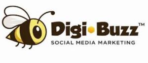 Bee graphic with text "Digi-Buzz Social Media Marketing" this is the logo for the company. Trademarked