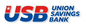 US Bank Savings Bank logo featuring bold red and blue lettering with the words "UNION SAVINGS BANK" on a white background.