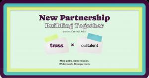 Color Faded Background with Purple Text and Truss and Outtalent Logos