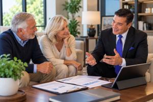 Trust Life Settlements life settlement broker meeting with senior policyowners to review selling a life insurance policy, competitive offers and Flat-Fee brokerage options.