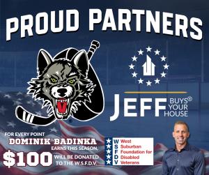 Jeff Buys Your House and Chicago Wolves Score for Charity partnership supporting the West Suburban Foundation for Disabled Veterans.