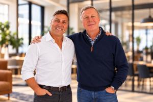 Ken Osborn of Cowboy Kenny™ Coffee and David Martin of SOLUDE™ Coffee together in Norwalk, Connecticut.