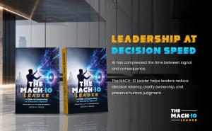 MACH-10 Leadership graphic about human judgment, AI-native leadership, and decision-making.