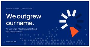 complead launch visual with the headline "We outgrew our name." and the complead mark on a navy background