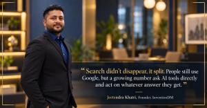 Portrait of the Founder of InventionDM with a quote on AI-assisted search