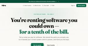 The Hiro homepage: 'You're renting software you could own - for a tenth of the bill.'