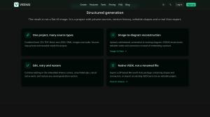VSDXAI workflow overview covering source materials, reconstruction, editing and native VSDX export.