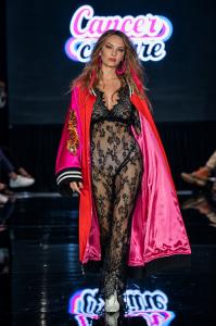 Jocelyn Binder, metastatic breast cancer patient, and model wearing Dressed in LALA. Cancer Culture