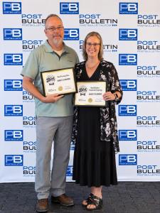 Steve & Mindy Junge Accepting their Best of Window Treatments Award from Post Bulletin 2026