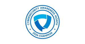 Cybersecurity Awareness Month 2026 Champion badge beside the words "Cybersecurity Month in the United States and Europe: a call for a safer online world"