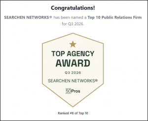 SEARCHEN NETWORKS® has been named a Top 10 Public Relations Firm for Q3 2026.