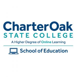 Blue and Teal text logo for Charter Oak State College School of Education