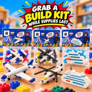 Image of toy brick assembly kits that will be given to MFG Day attendees