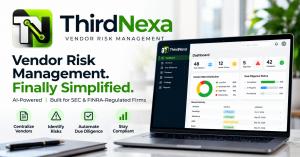 ThirdNexa vendor risk management platform showing vendor oversight, due diligence, risk identification and compliance management features.