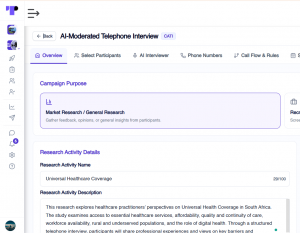 Researchers Adding an AI-Moderated Telephone Interview Activity and Defining Research Objectives in Terapage