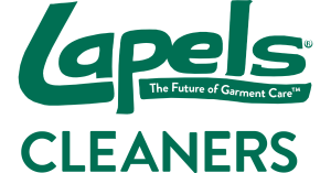 Lapels Cleaners logo featuring the brand name in green lettering with “The Future of Garment Care” tagline.