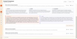 Docsie Compare report comparing ESP32-C5, ESP8285 and TI CC3235MODS documentation.