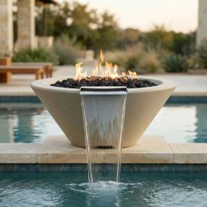 Verona Fire/Water Bowl Gas Fire Feature Available at AquaBluMosaics.com