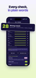 iPhone showing Bhava's parents' view with a son's matches, each with a score out of 36, and a summary of matches, likes and suggestions.