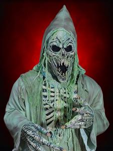 Ultimate Spectre costume with a hooded skull face against a red background.
