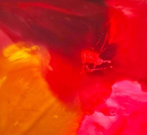 A contemporary painting, bright reds and pinks, a celestial explosion