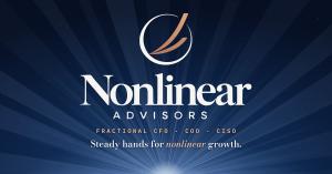 Nonlinear Advisors logo: copper upward-sloping curves inside an ivory ring, above the company name and the line "Fractional CFO, COO, CISO"