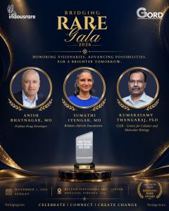 GORD and IndoUSrare Announce 2026 Abbey Meyers Khushi Bridging RARE Award Honorees - biopharma innovator Dr. Anish Bhatnagar, patient advocate and community leader Dr. Sumathi Iyengar, and population genetics pioneer Dr. Kumarasamy Thangaraj.