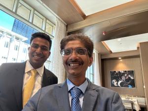 Hiten Bhuta with a fellow participant during a Chicago-area leadership gathering in October 2026.