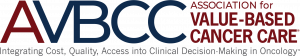 A text treatment of AVBCC in dark red and blue lettering