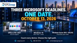 EPC Group published a three-week triage plan for organizations facing what the firm calls a triple Microsoft deadline on October 13, 2026: Office LTSC 2021 reaches end of support, the first year of Windows 10 Extended Security Updates expires, and the thi