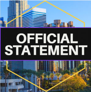 Image with Official Statement copy over Los Angeles skyline.