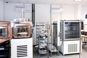 One thermal shock test machine and one thermal cycling test machine with parts ready to be tested