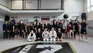 The Gymdesk and Smoothcomp team pose at Nacka Dojo in Nacka, Sweden.